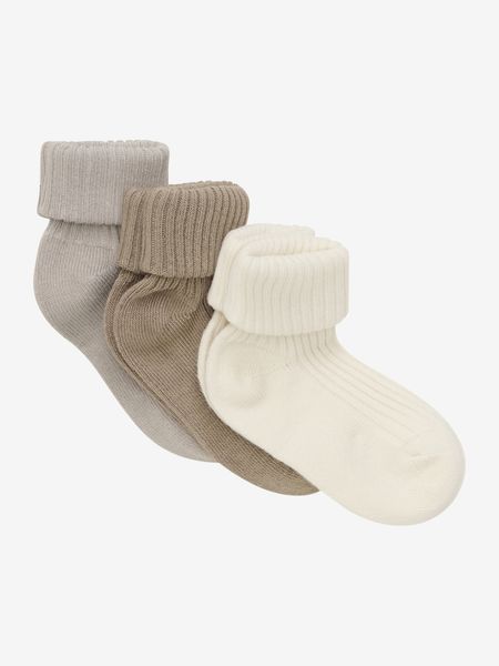 Hovedbilde Minymo | Ribbestrikkede babysokker 3-pk | Light Taupe