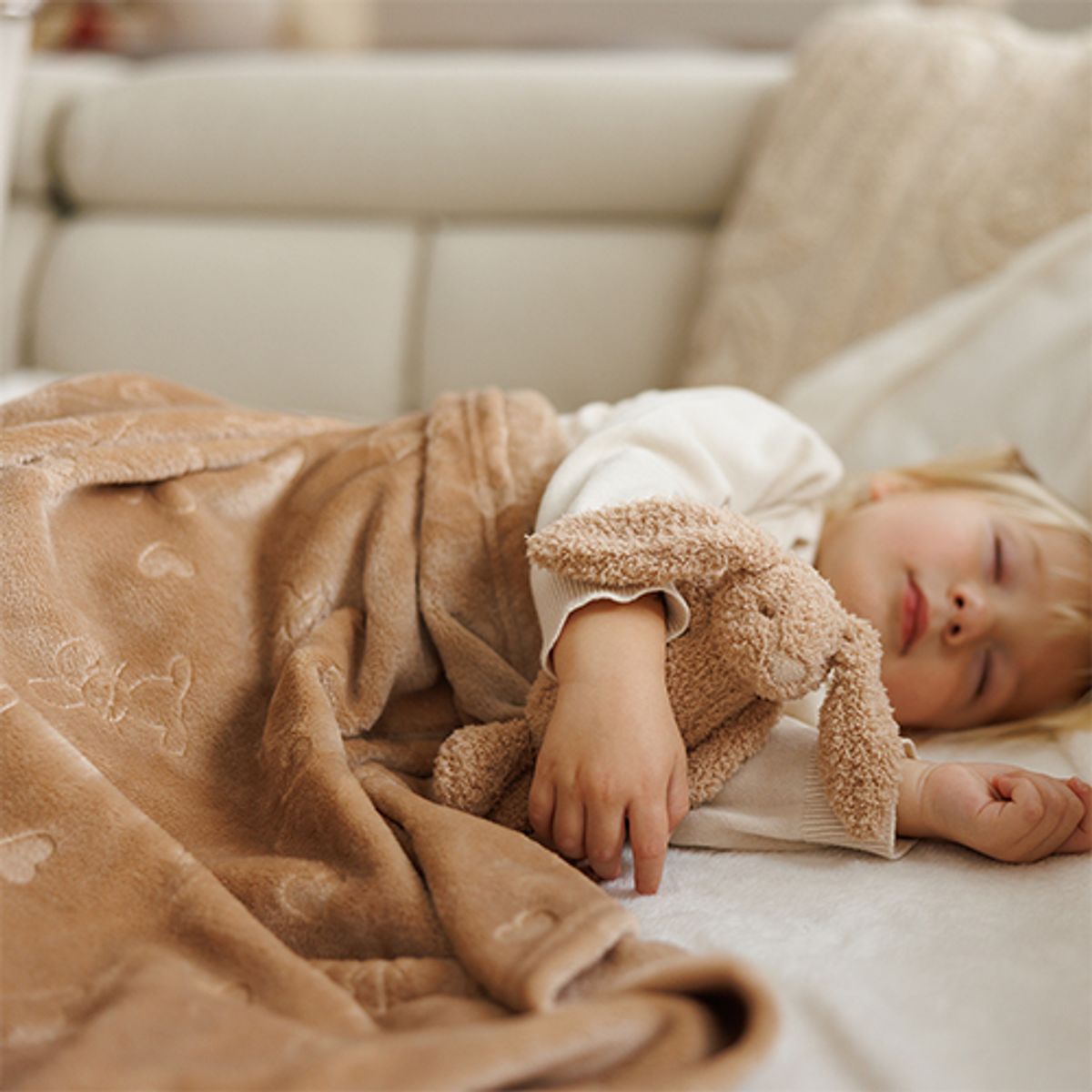 Babyono | Babyteppe med kosedyr | Beige 75 x 100 cm