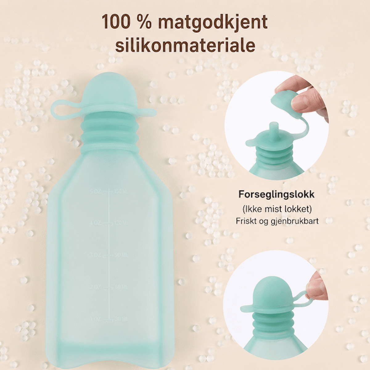 Troller Kids | Silikon Klemmis Smoothieflaske | Grønn