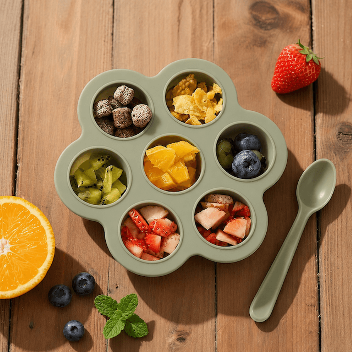 Troller Kids | Silikon Mat Oppbevaring og Fryseform | Oliven