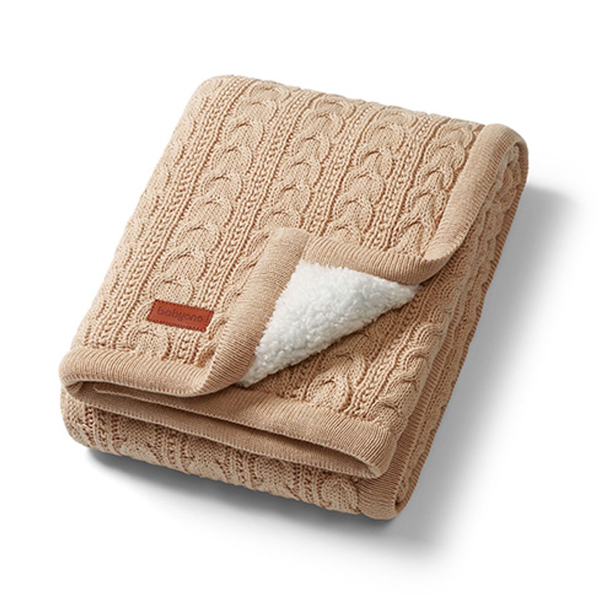 Babyono | Bomullsteppe med fleece | 75x100 cm | Sand Kabelstrikk