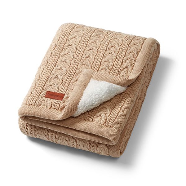Hovedbilde Babyono | Bomullsteppe med fleece | 75x100 cm | Sand Kabelstrikk