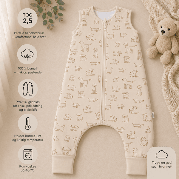 Hovedbilde Fillikid | Helårs nattpose med ben | Str. 80 | Hund Beige