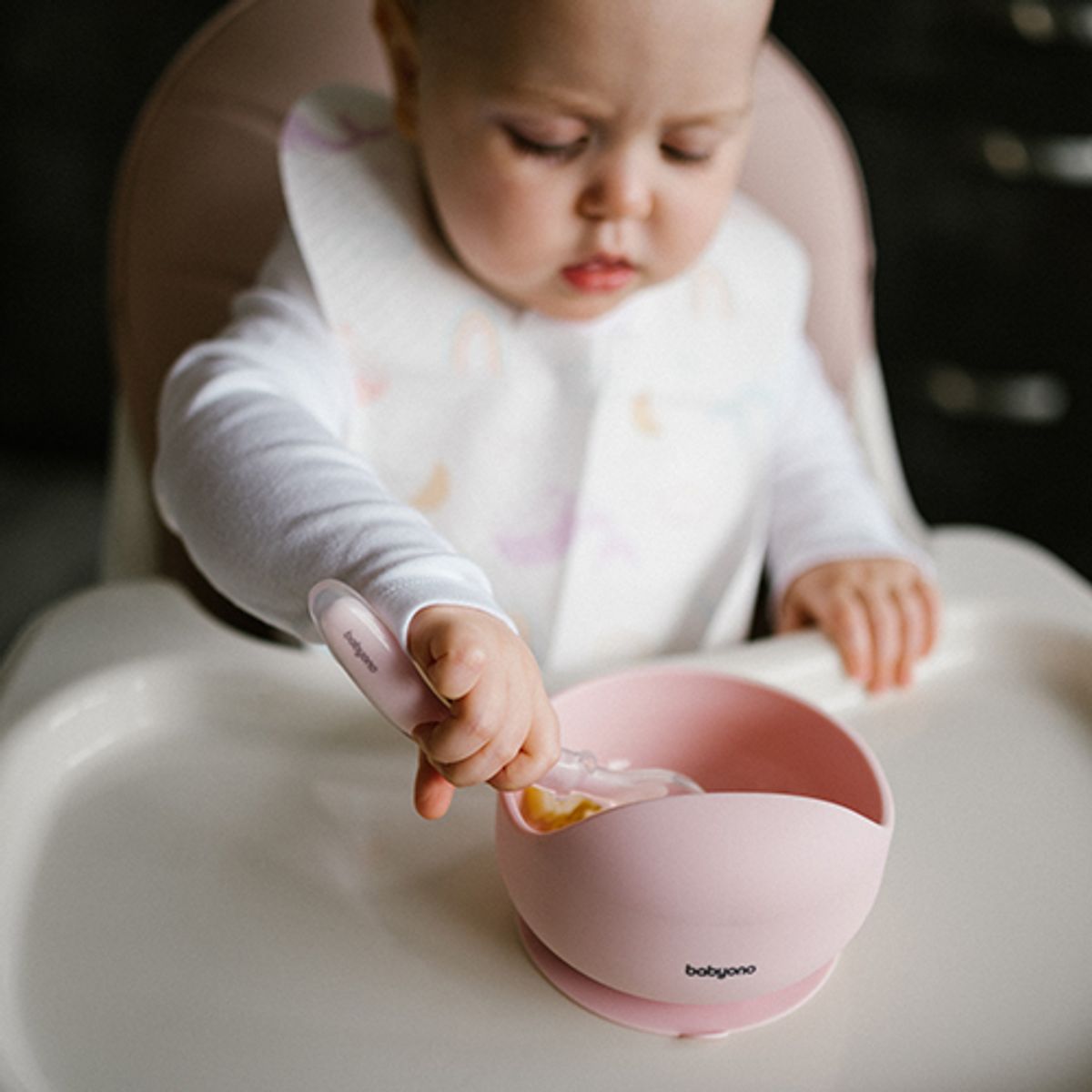 Babyono | Silikonskål med sugekopp | Rosa