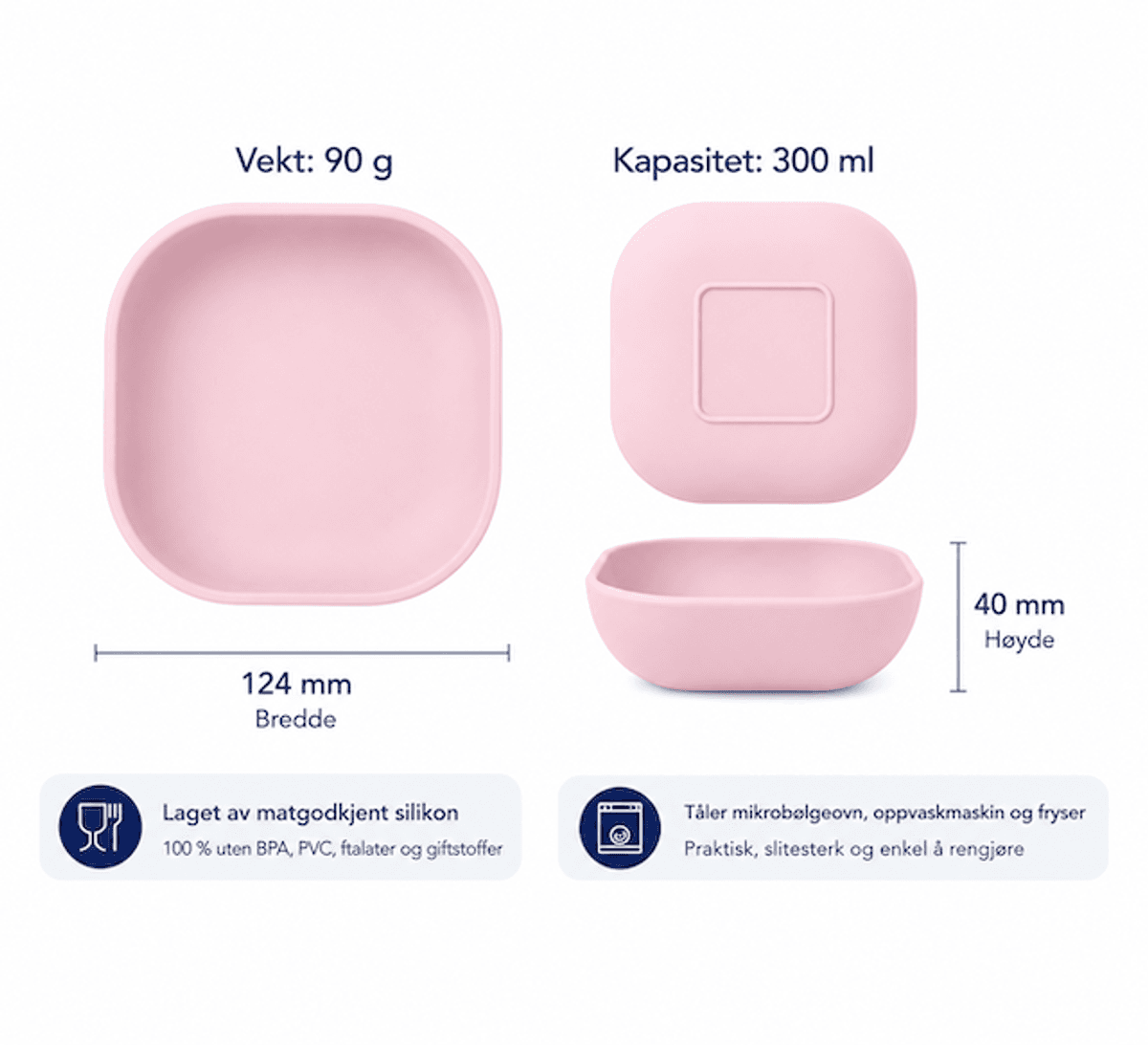 Troller Kids | Silikon Tallerken Sett | Rosa