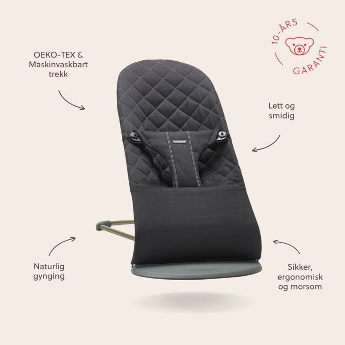 BabyBjörn | Vippestol Bliss | Vevd/ Klassisk Quilt | Sort