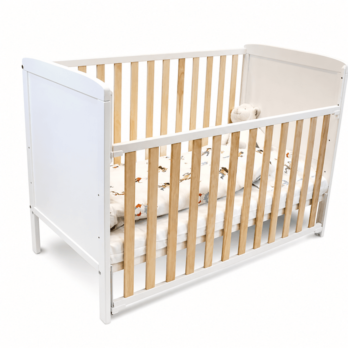 Troller, Luna Sprinkelseng, Justerbar Side 120x60 cm, Hvit/Natur