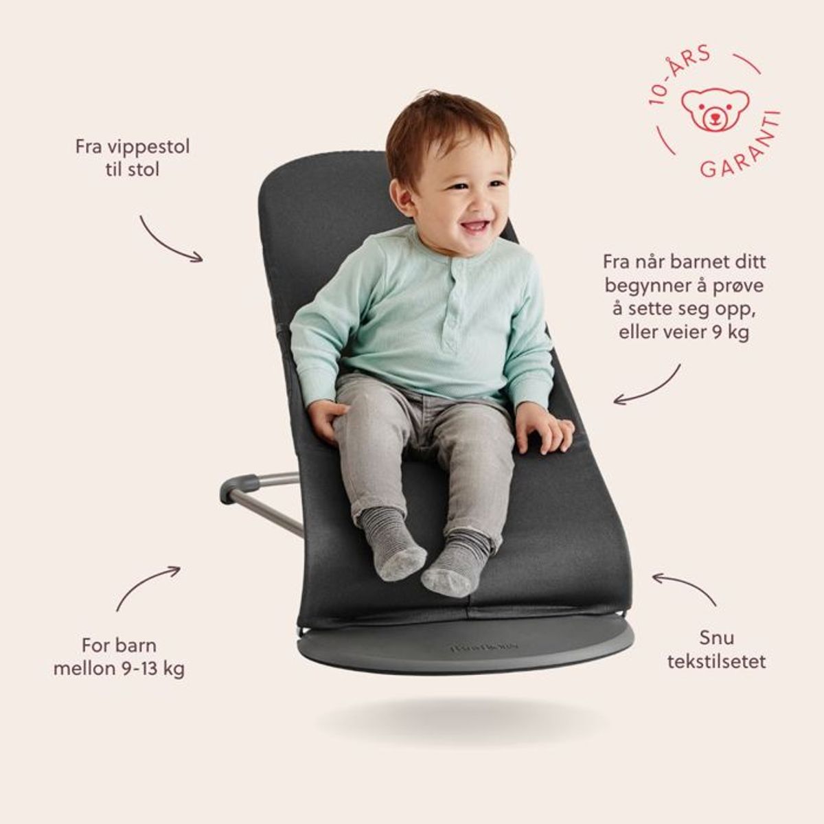 BabyBjörn | Vippestol Bliss | Vevd/ Klassisk Quilt | Sort