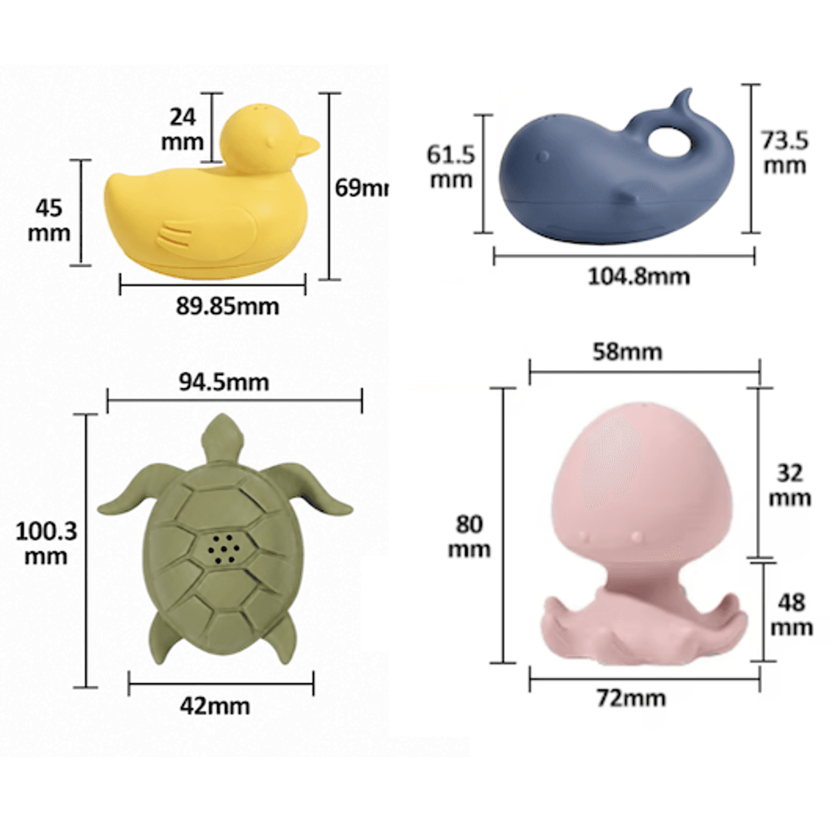 Troller Kids | Silikon Badeleker | 4 stk. figurer
