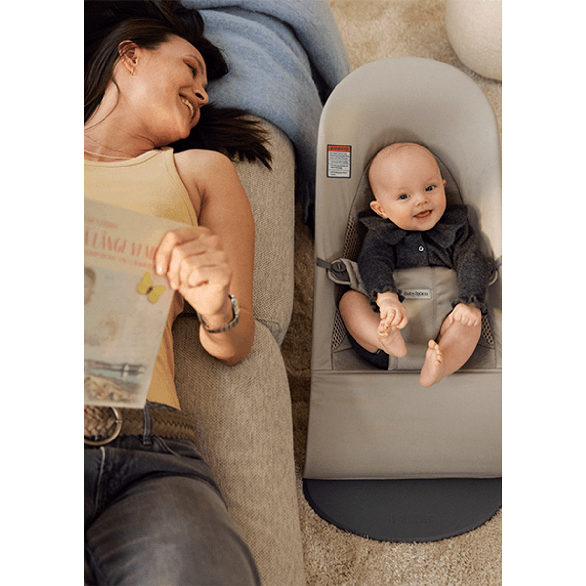 BabyBjörn | Vippestol Balance Soft | Vevd Jersey Tri-Fabric | Sandgrå 