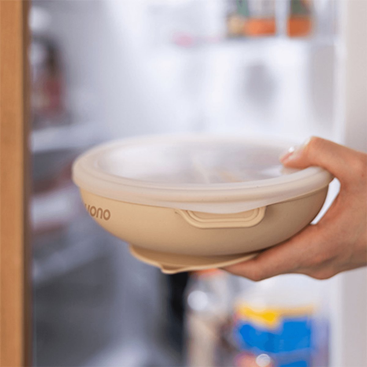 Babyono | Silikon tallerken med sugekopp og lokk | Beige